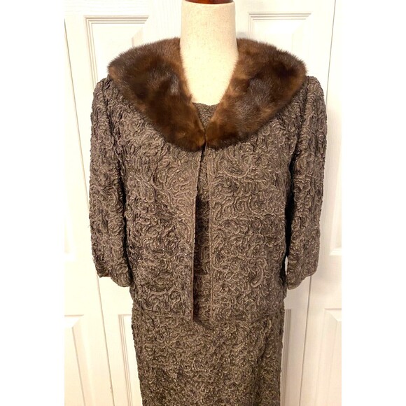 Vtg 50's RIVIERA INTERNATIONAL Genuine Fur Jacket Blazer Skirt Suit Womens Small - Picture 6 of 16